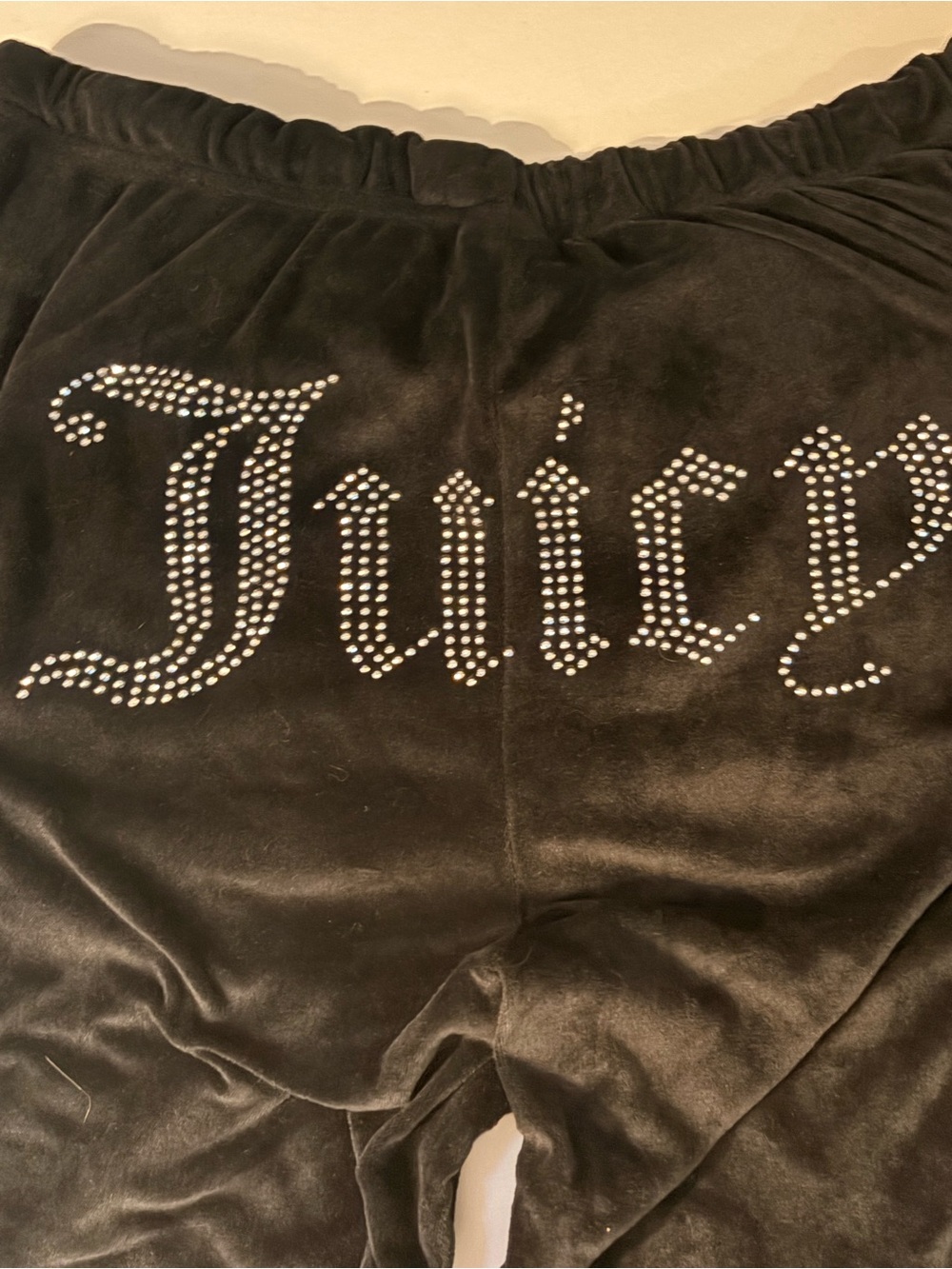 Juicy Couture Black Velour Rhinestone Lounge Pants M